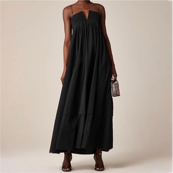 J.Crew Collection Strapless Notched Maxi Dress LBD Party Wedding CI878 Black 12 - Picture 3 of 16